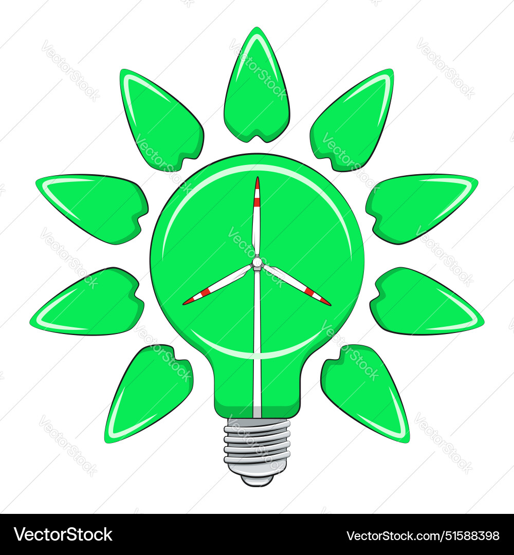 Color with light bulb wind turbine Color with light bulb wind turbine vector image