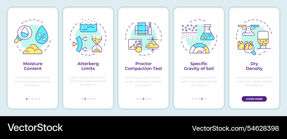 Soil tests onboarding mobile app screen Soil tests onboarding mobile app screen vector image