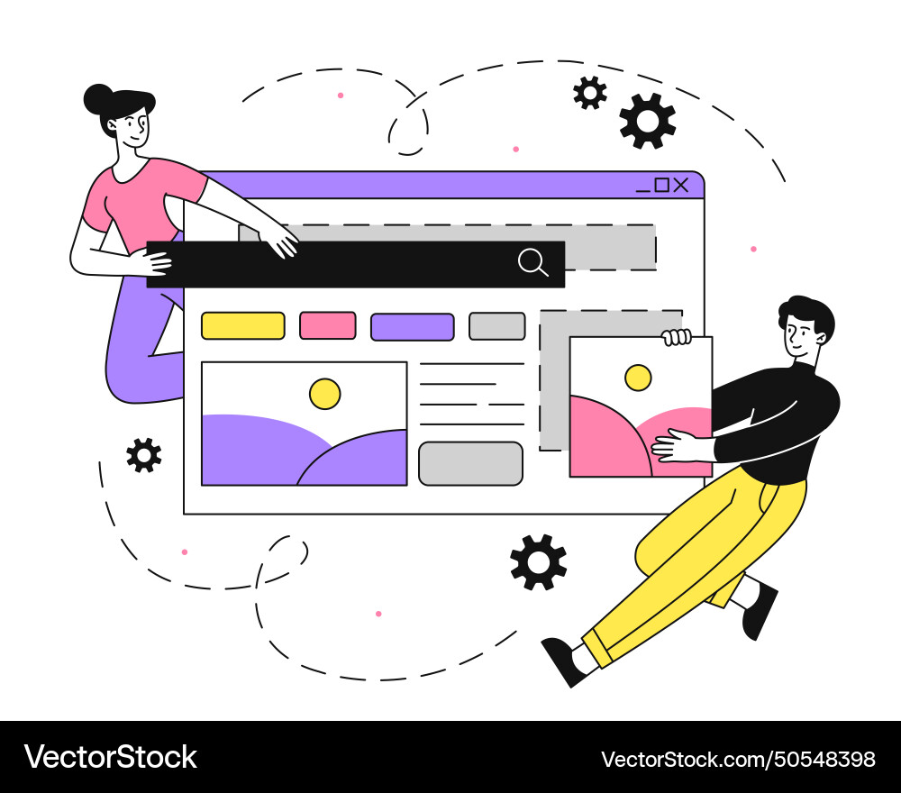 Ux ui designer linear vector image