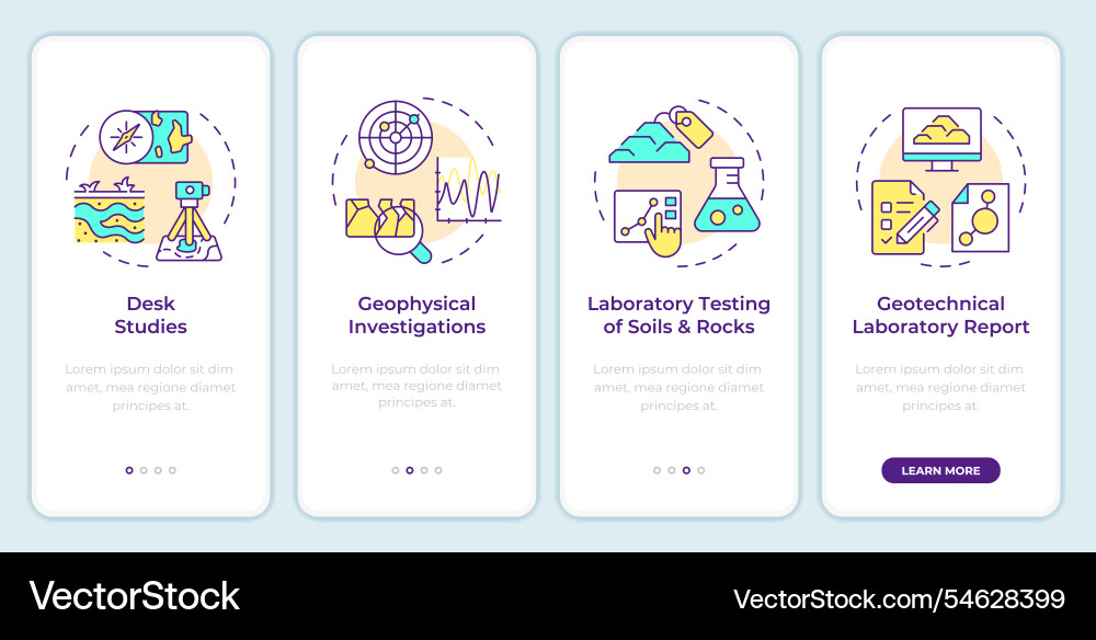 Geotechnical investigation onboarding mobile app Geotechnical investigation onboarding mobile app vector image