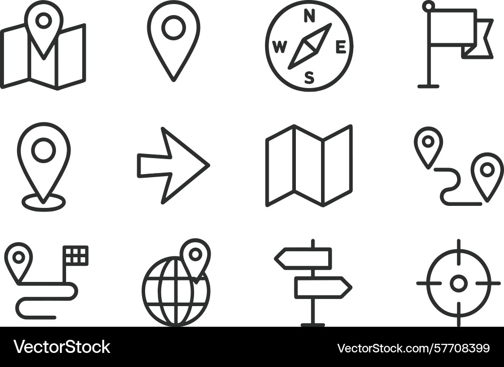 Navigational symbols map and location Navigational symbols map and location vector image