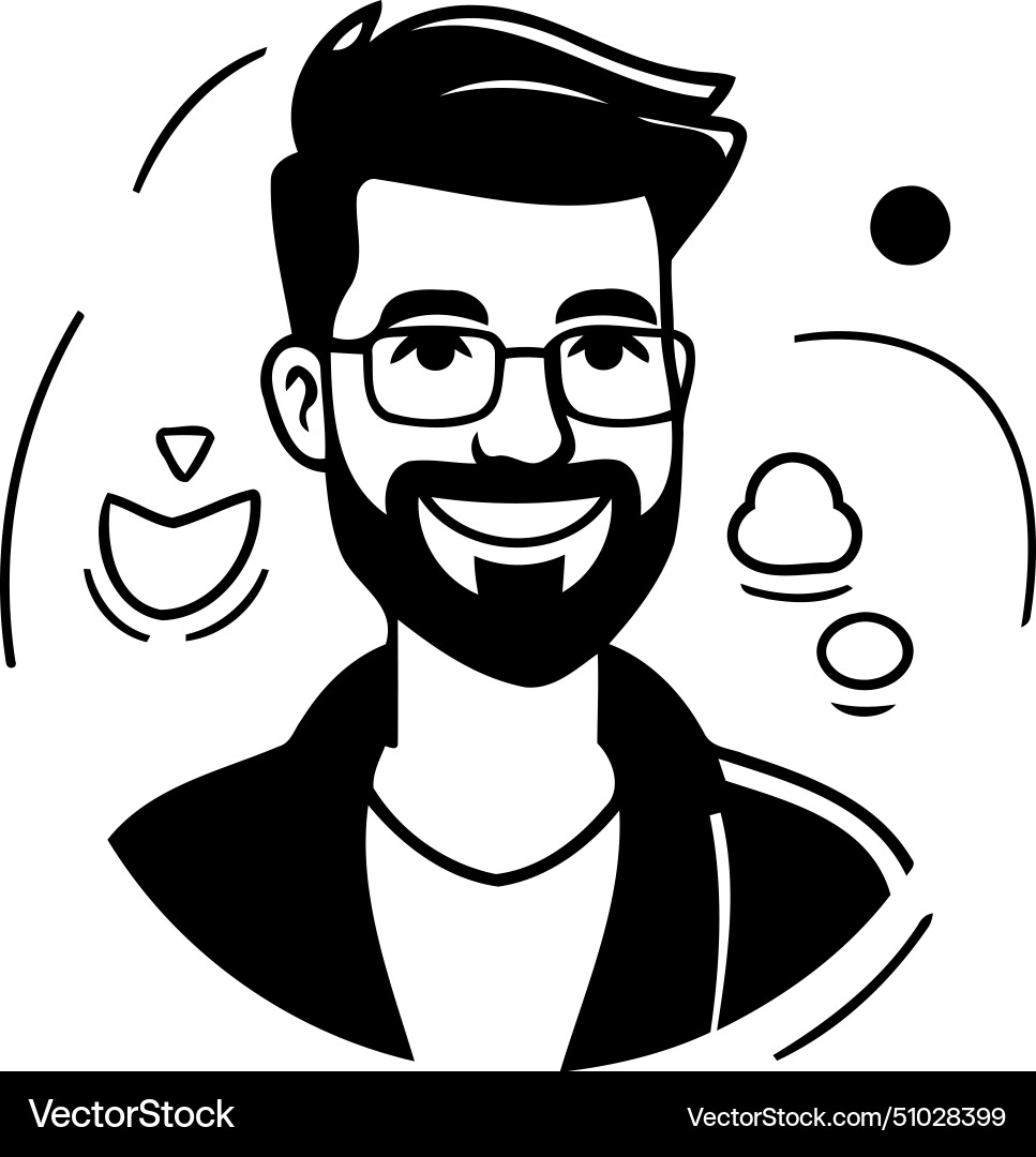 Smiling man with beard in a flat style Vector Image