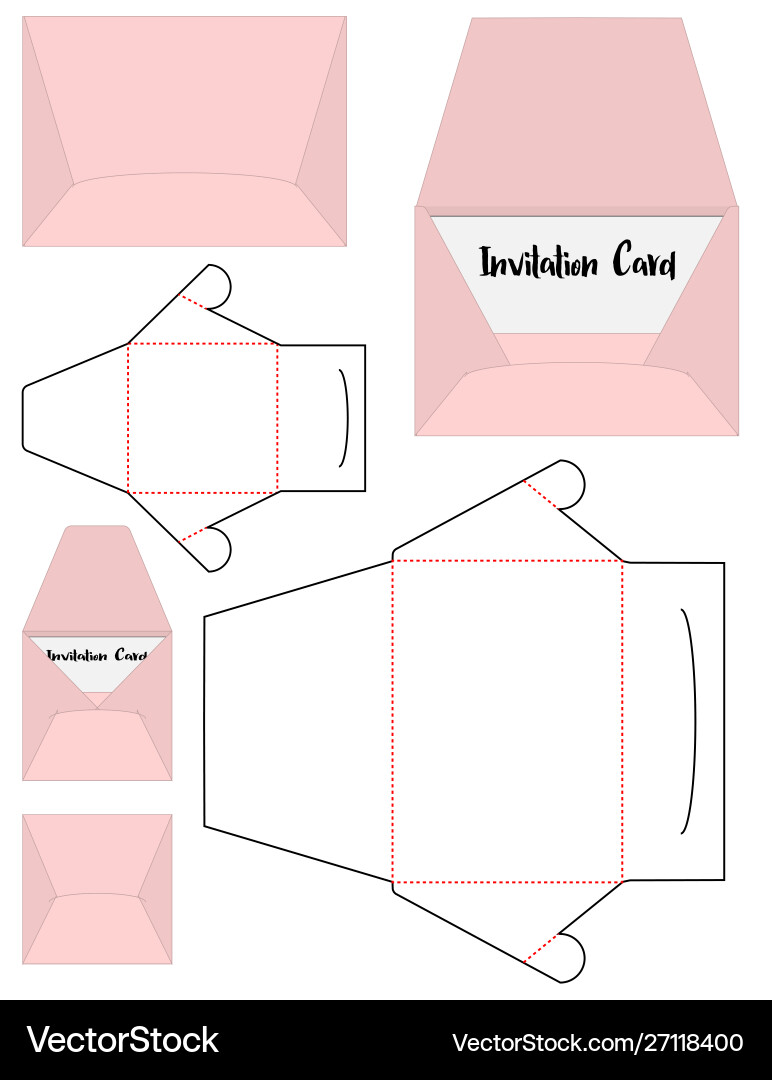 Envelope Cut Mockup Template Vector Image