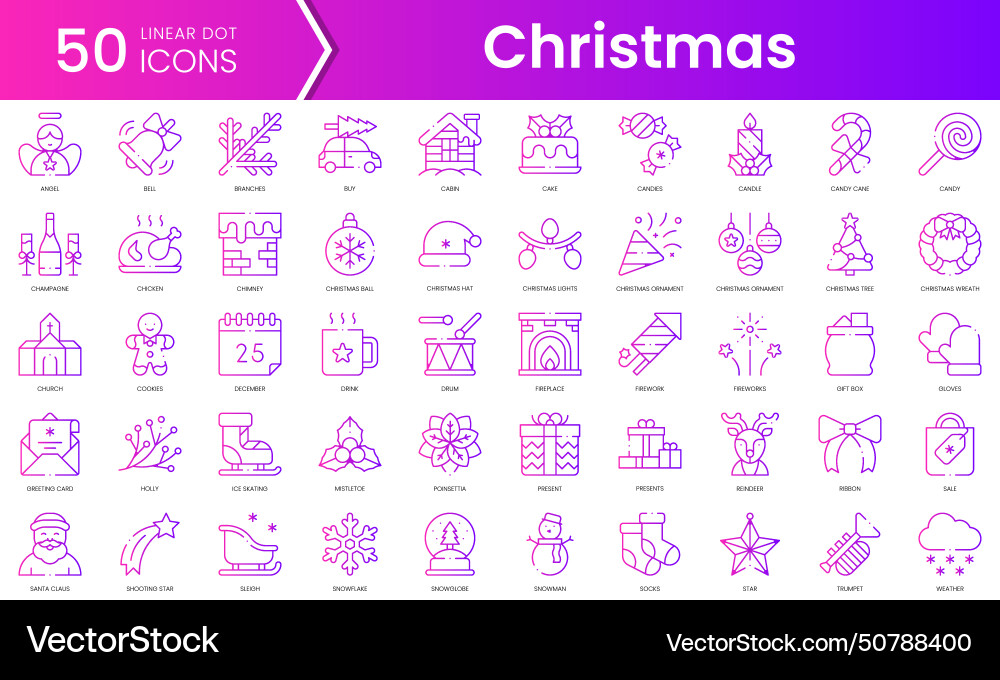 Set of christmas icons gradient style icon bundle Set of christmas icons gradient style icon bundle vector image