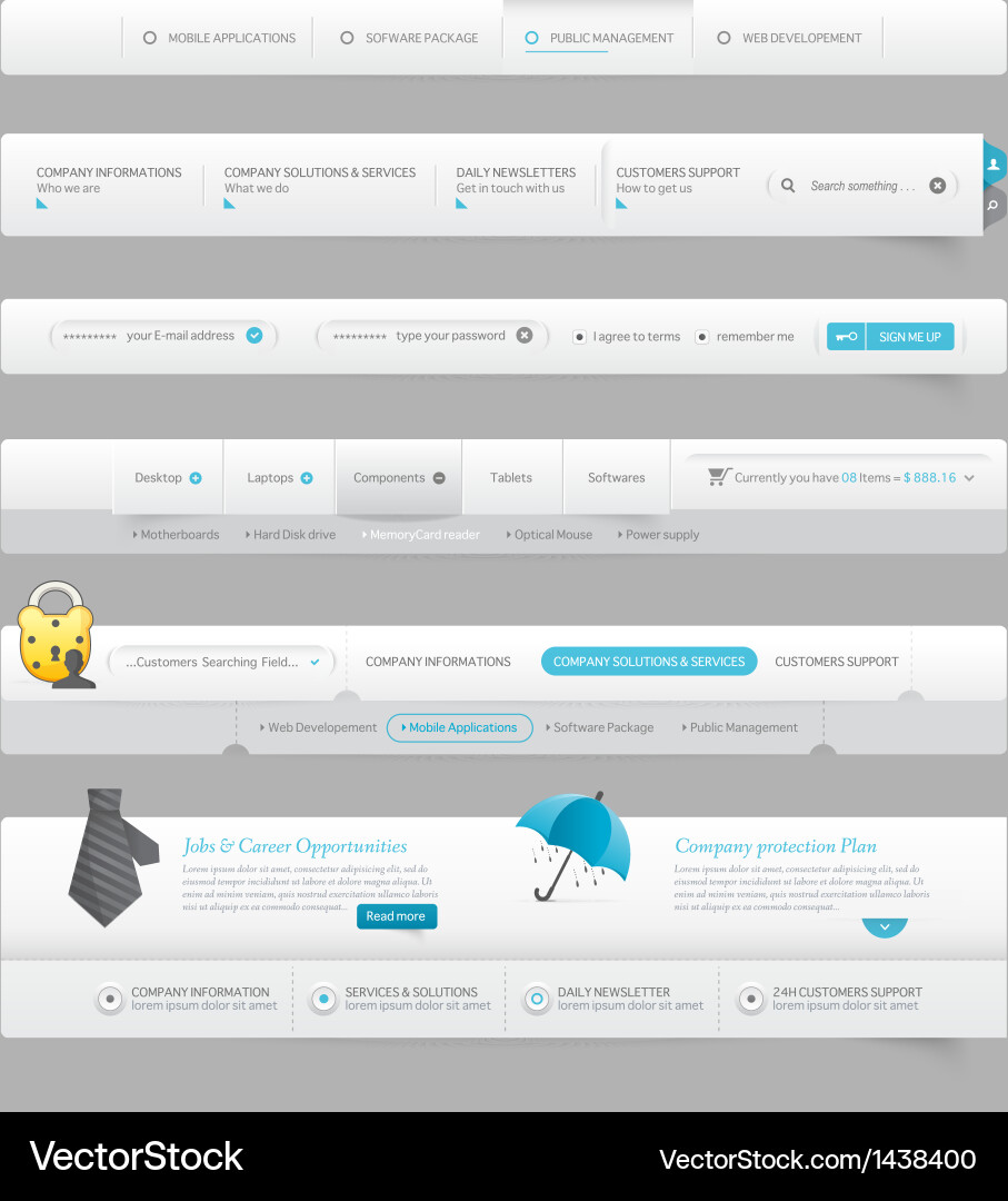 Web site design menu vector image