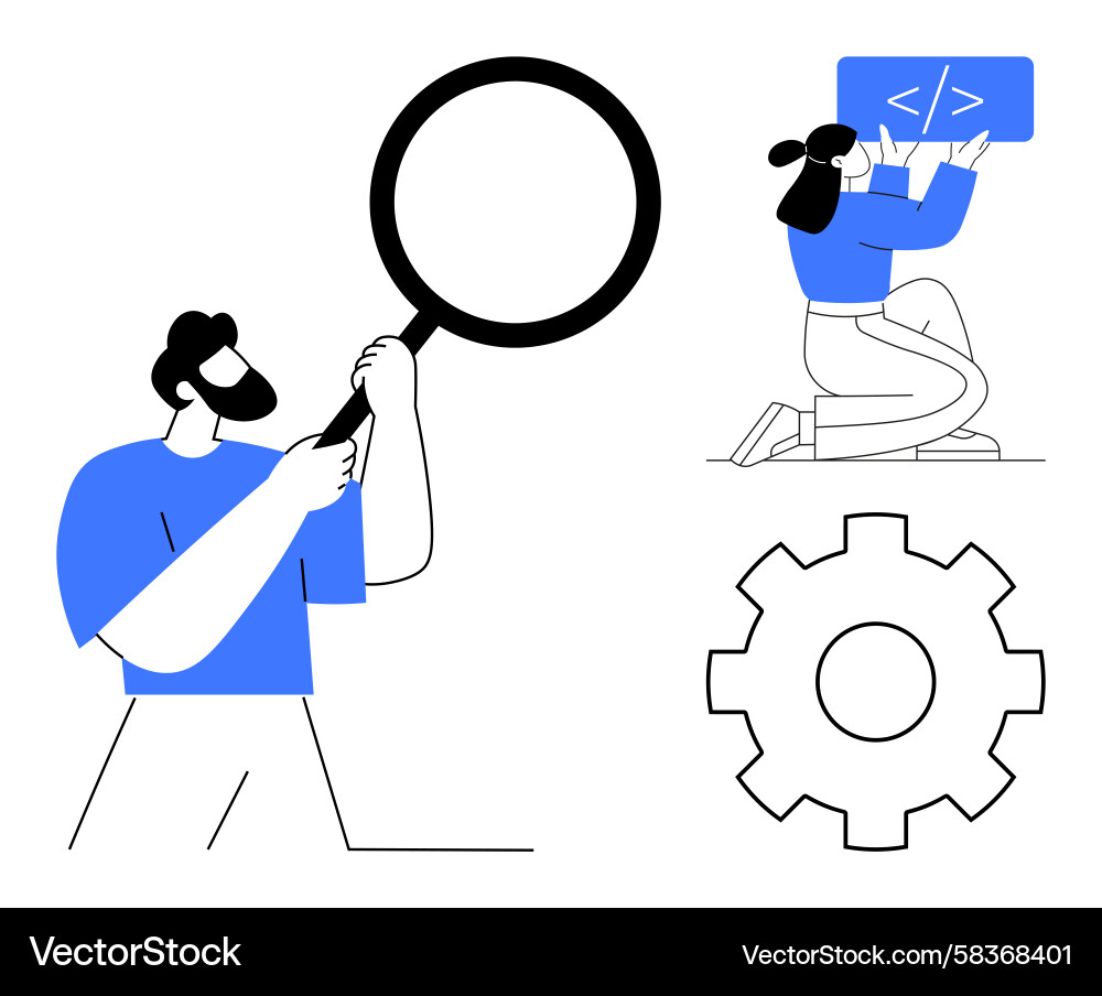 Coding & Analysis Concept Vector Image