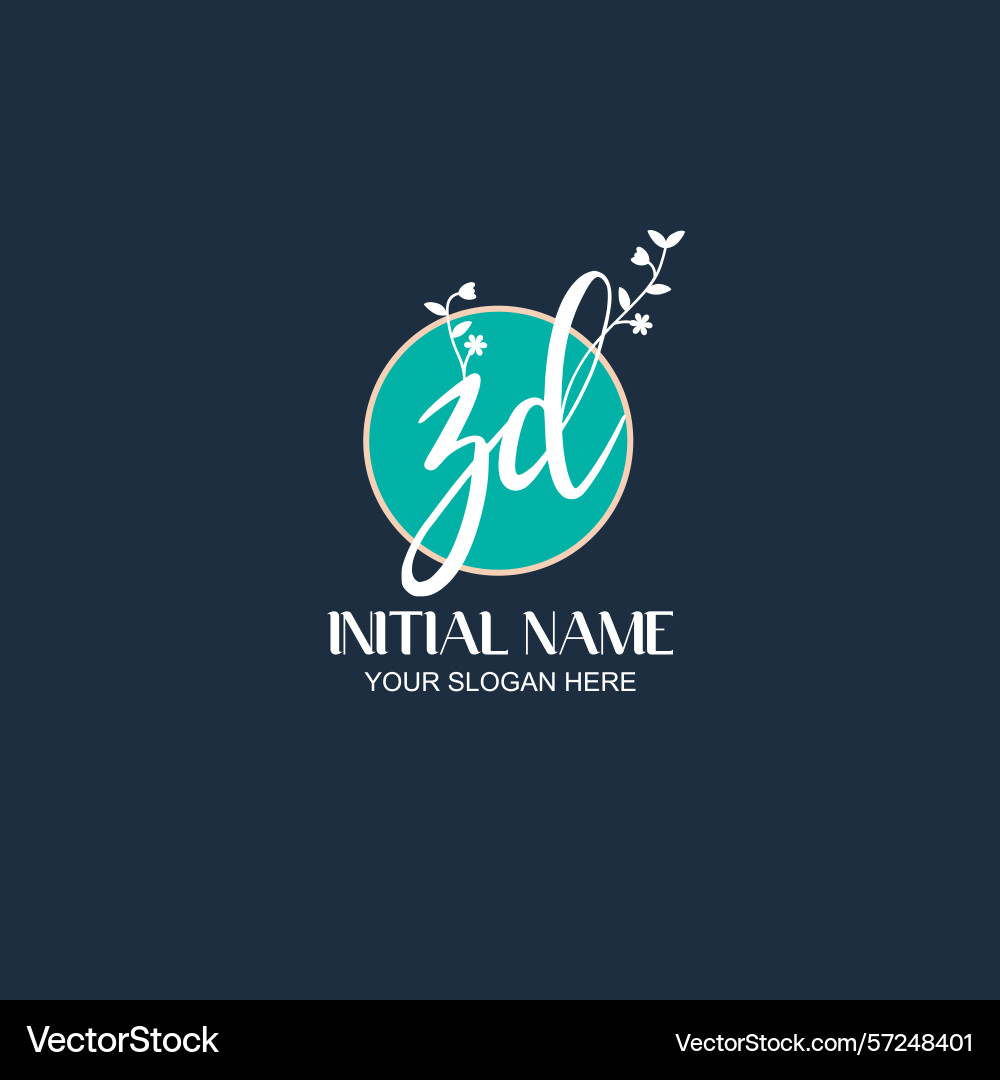 Elegant zd initial logo design with botanical Elegant zd initial logo design with botanical Vector Image