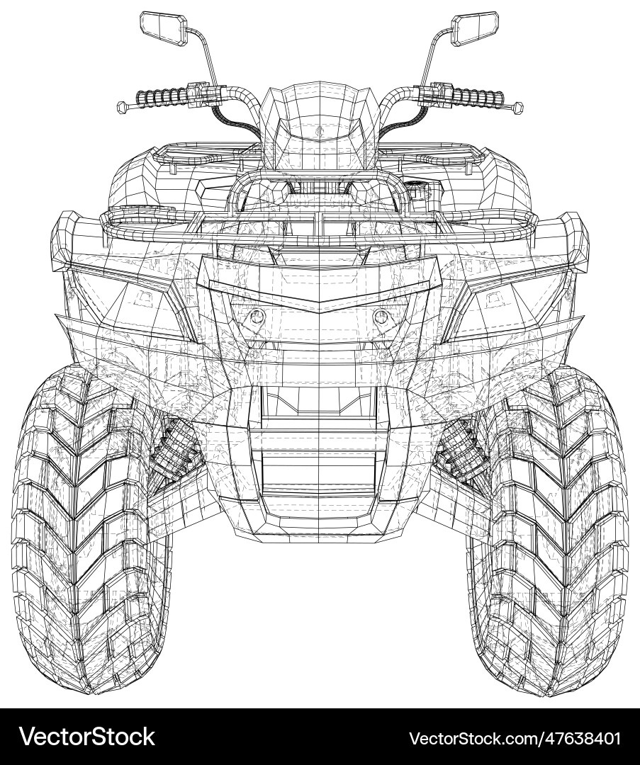 Front view 3d sketch quad Vector Image