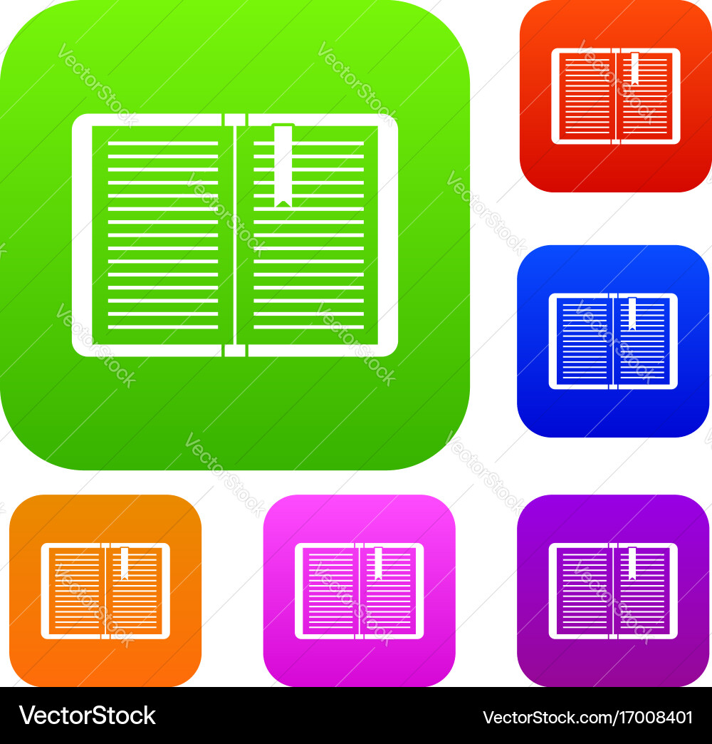Open tutorial with bookmark set collection Vector Image