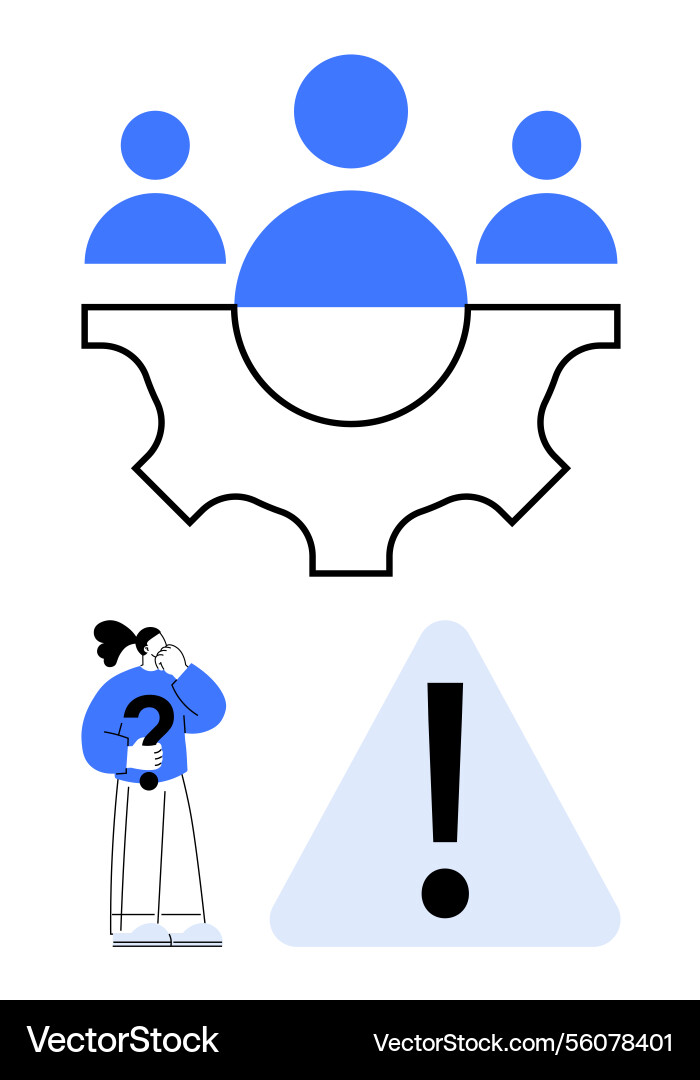 Problem solving and teamwork concept with gear Problem solving and teamwork concept with gear vector image