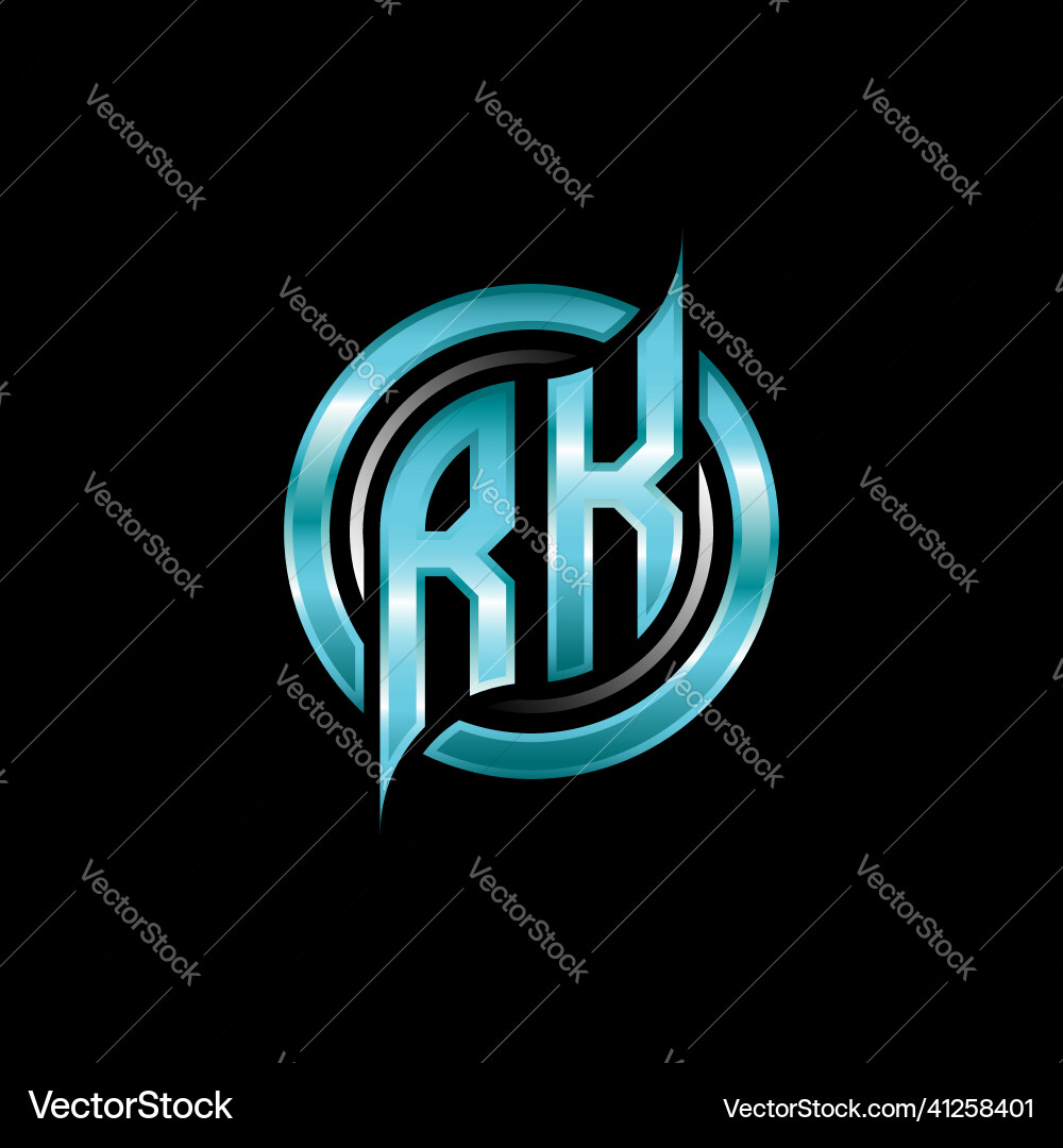Rk initial monogram logo circle rounded Vector Image