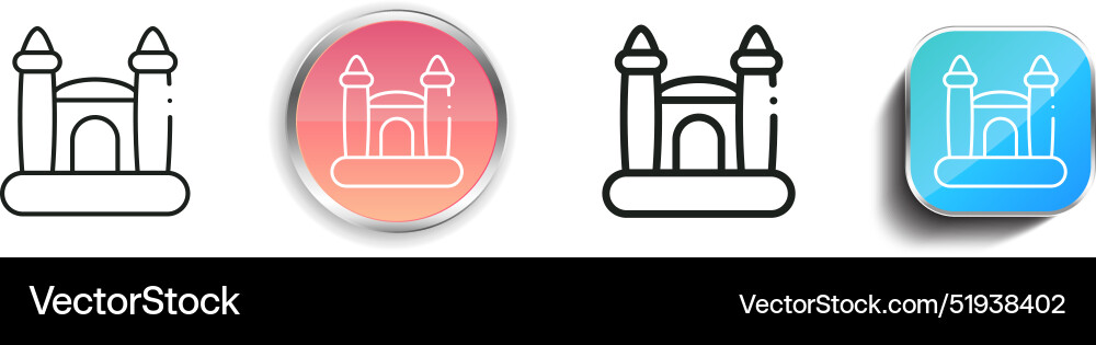 Bouncy castle icon thin linear regular and button Bouncy castle icon thin linear regular and button vector image