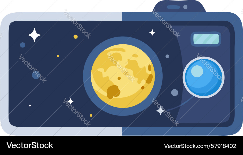 Celestial camera icon with moon and stars design Vector Image