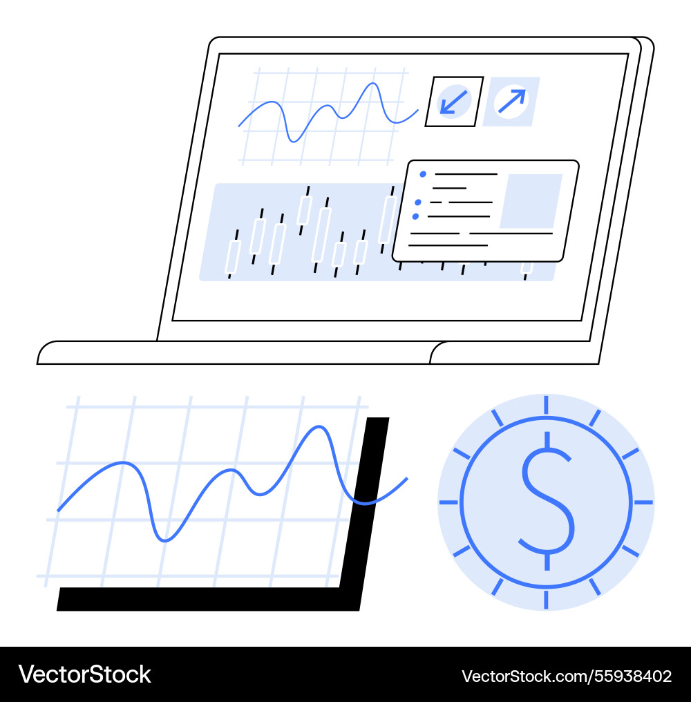 Data analytics dashboard with growth chart Data analytics dashboard with growth chart Vector Image