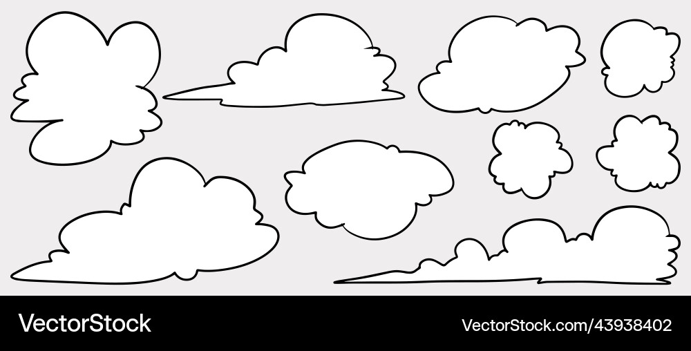 Doodle Skizzenstil von handgezogenen Wolken Karikatur Doodle Skizzenstil von handgezogenen Wolken Karikatur vektorbild