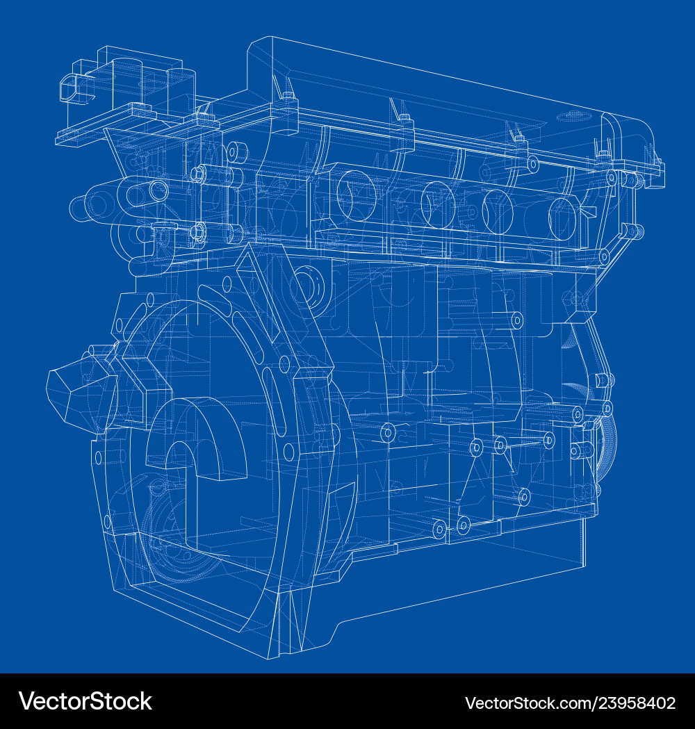 Engine sketch rendering of 3d Vector Image