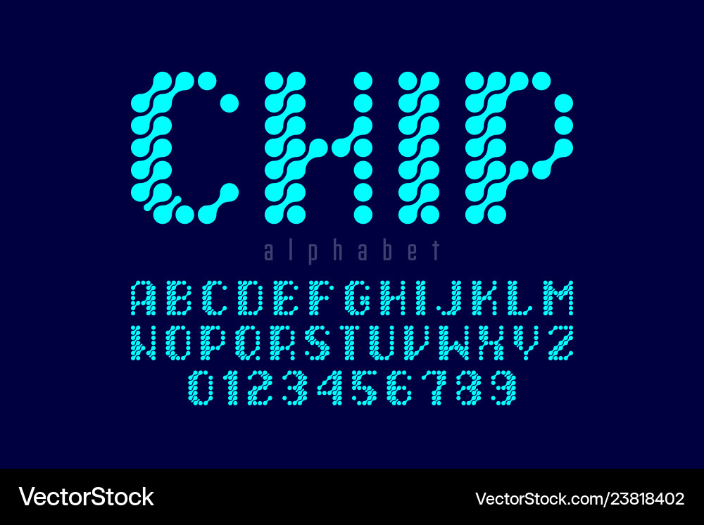 Microcircuit Alphabet Font Vector Image