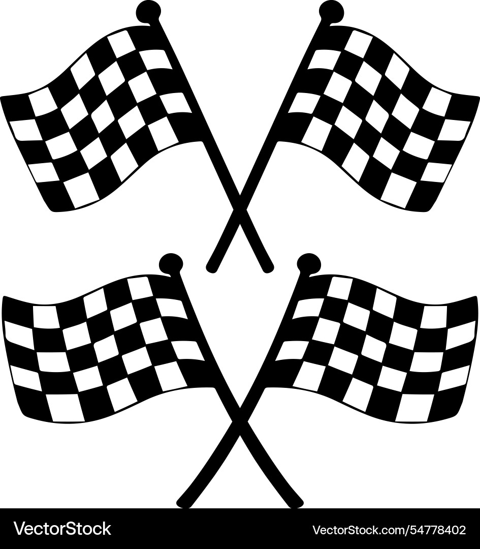 Racing flags crossed in two versions Vector Image