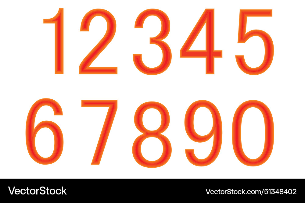 Set of numbers with gradation effect vector image