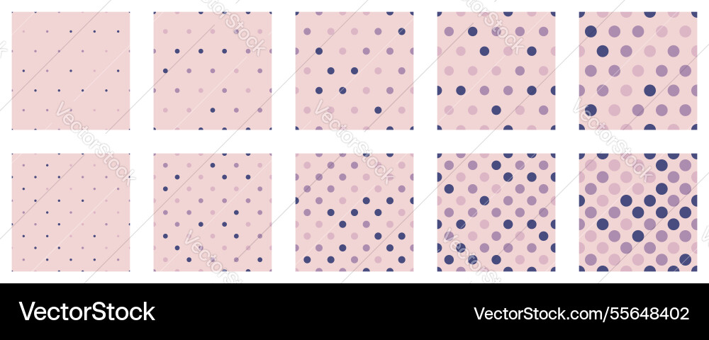 Set polka dots seamless pattern simple background Vector Image