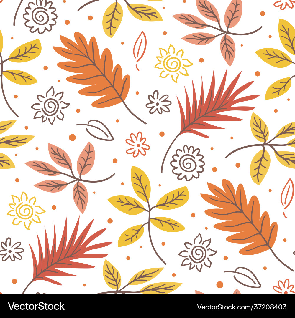 Abstract seamless pattern with autumn leaves Abstract seamless pattern with autumn leaves Vector Image