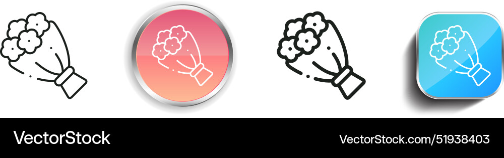 Bouquet icon thin linear regular and button style vector image