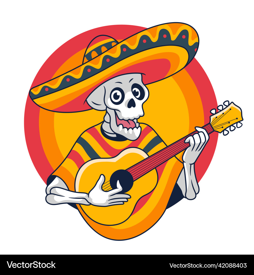 Cartoon mascot of mexican skull vector image