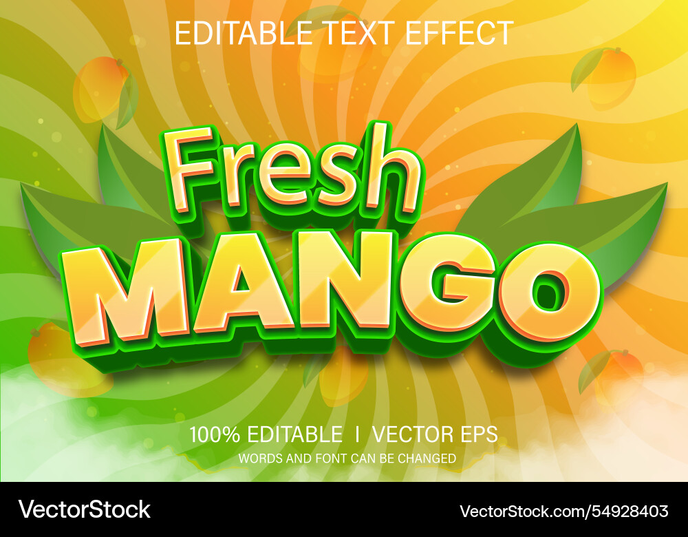 Fresh mango text effect with modern style design Fresh mango text effect with modern style design Vector Image