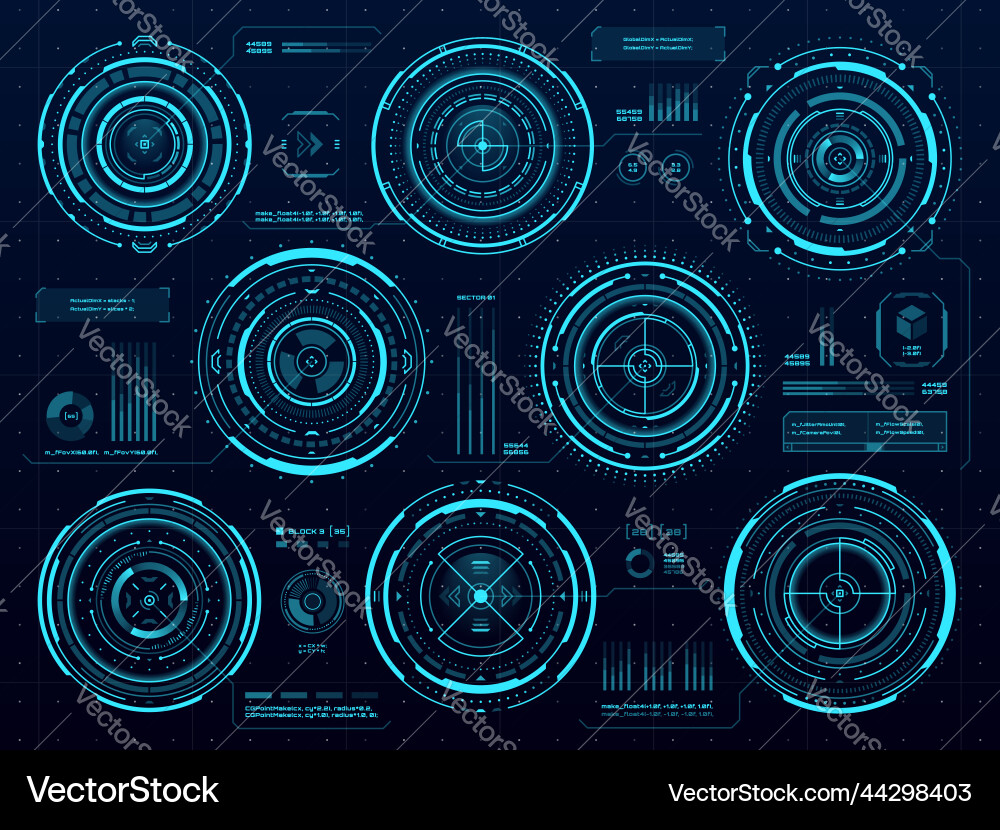 Hud circle data infographic digital interface Vector Image