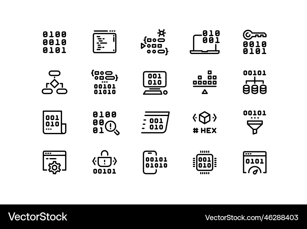 Programmieren von Codezeile Icons binäre Hexe Programmieren von Codezeile Icons binäre Hexe vektorbild
