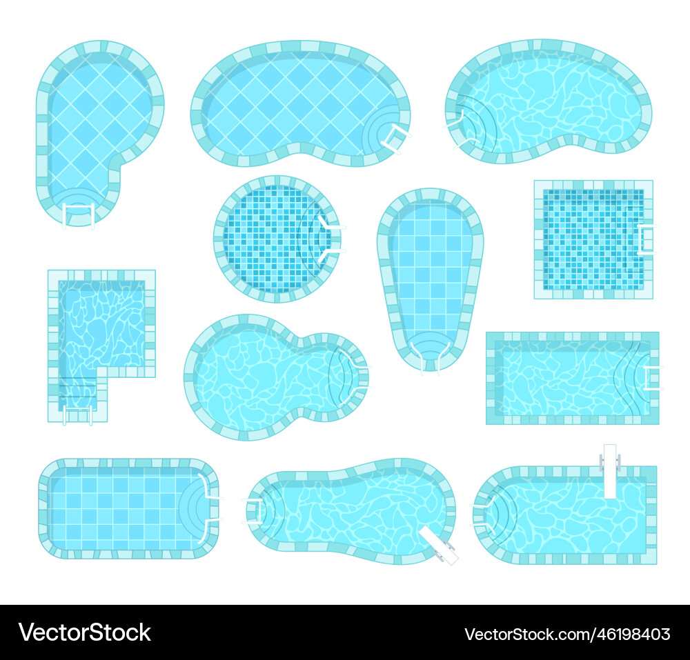Schwimmbad mit Blick quadratische Rechteck oval Schwimmbad mit Blick quadratische Rechteck oval vektorbild