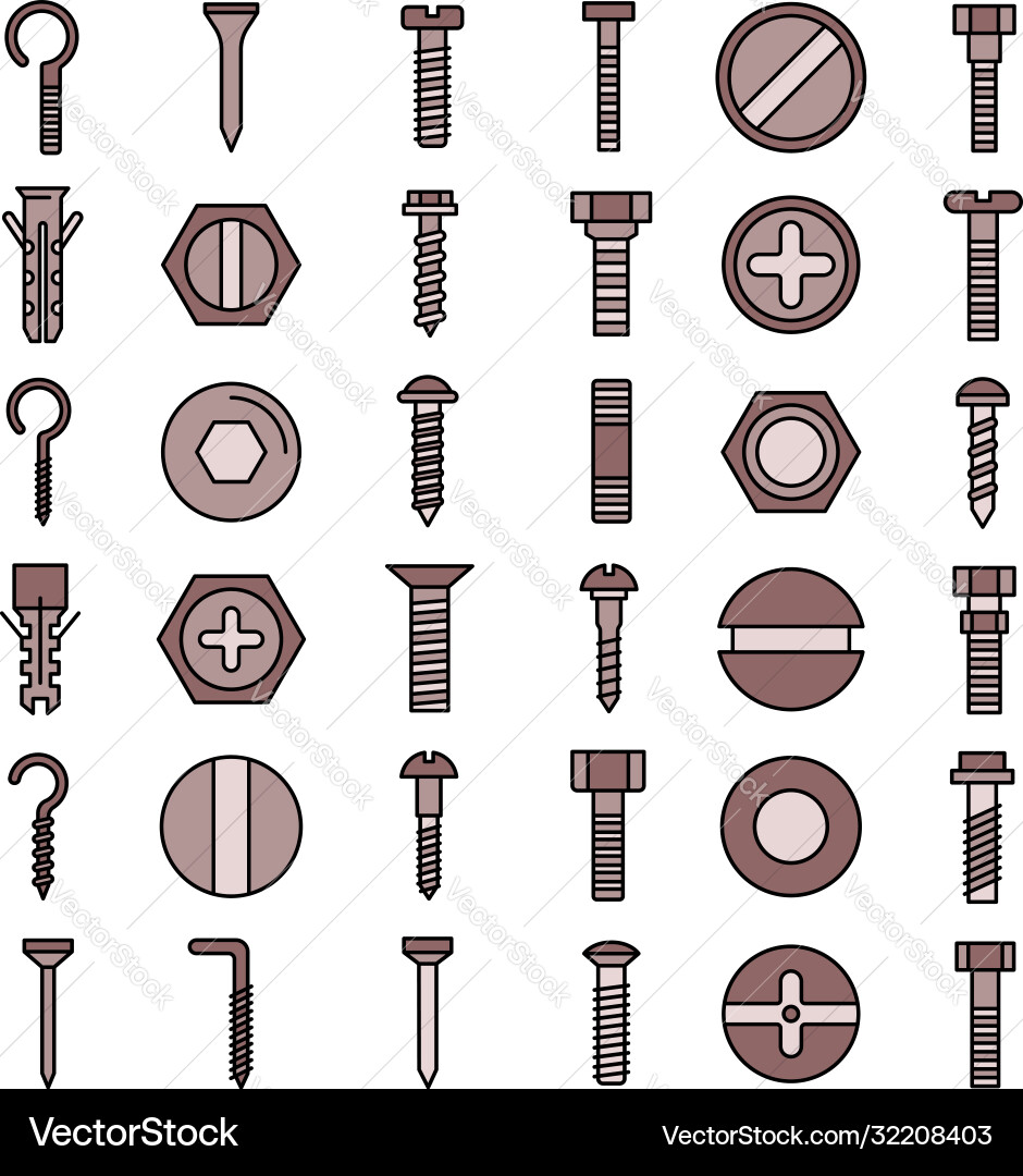 Screw-bolt icons flat Screw-bolt icons flat vector image