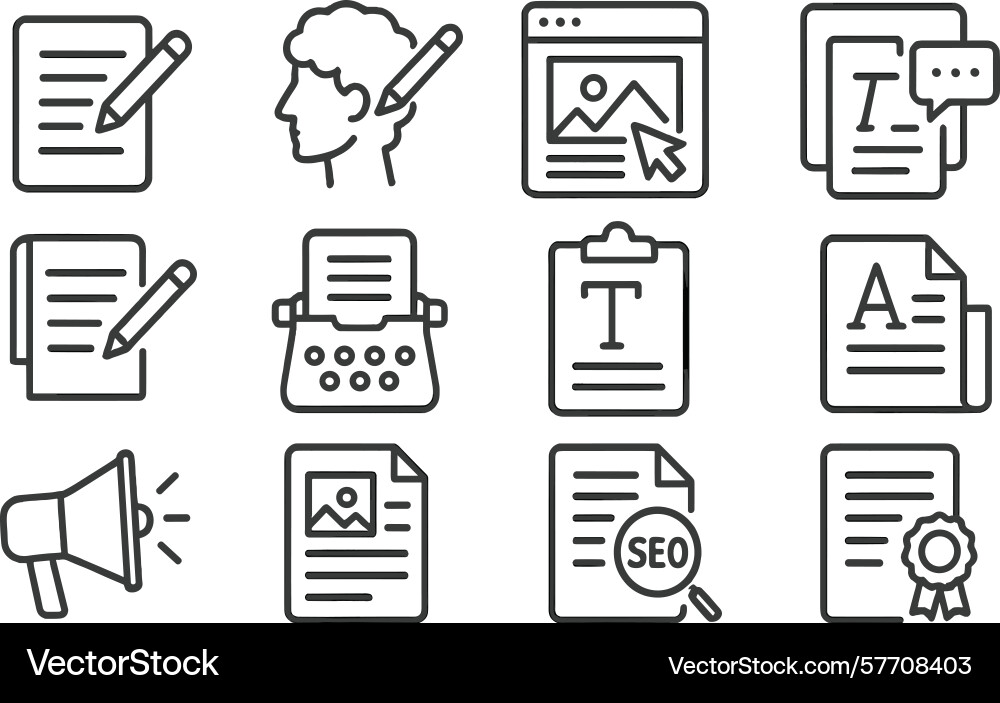 Visual elements of writing editing and digital Visual elements of writing editing and digital vector image
