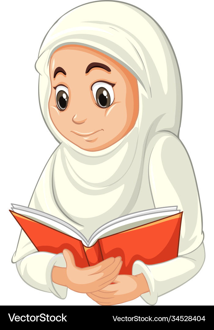 Arab muslim woman in traditional clothing reading Arab muslim woman in traditional clothing reading vector image