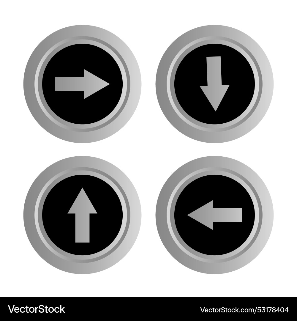 Black circular buttons with arrows Vector Image