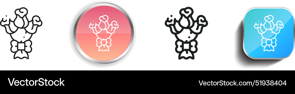 Bouquet icon thin linear regular and button style vector image