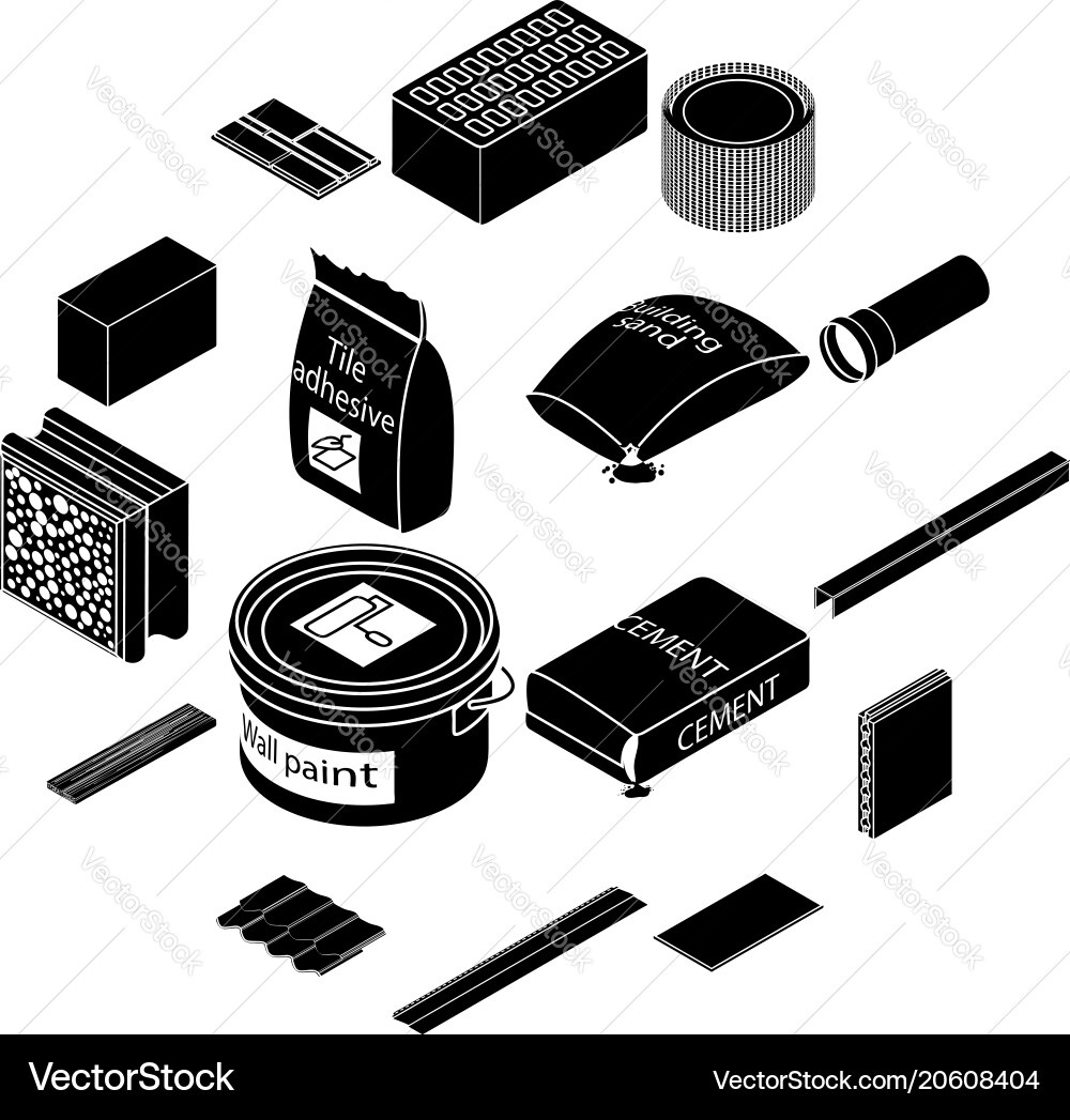 Building materials icons set simple style Building materials icons set simple style vector image