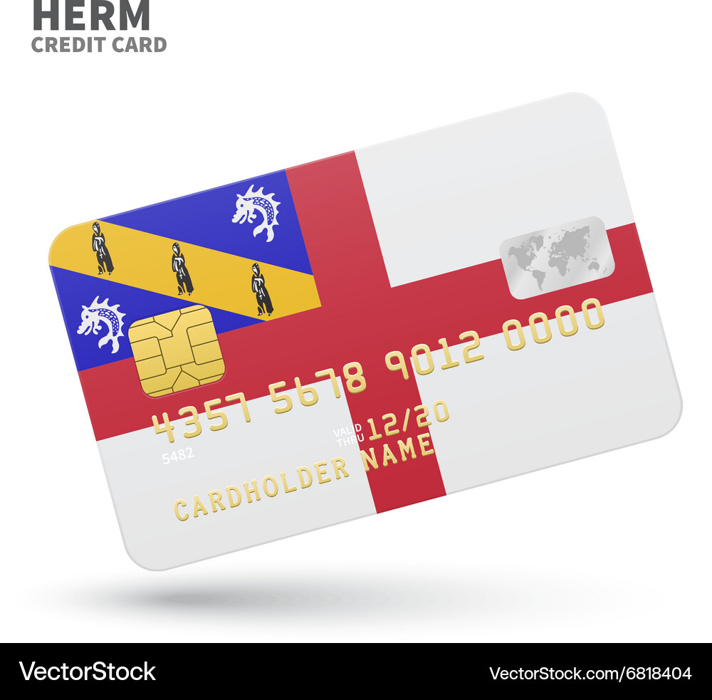 Credit card with herm flag background for bank Vector Image