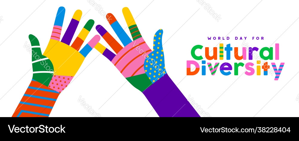 Cultural diversity day colorful high five hand Cultural diversity day colorful high five hand vector image