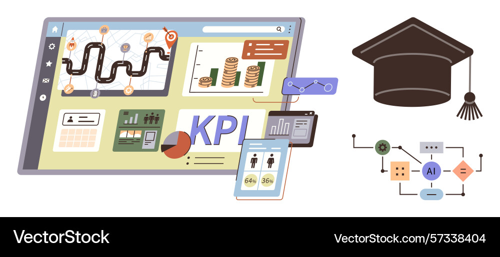 Data analysis and learning integration with kpi Data analysis and learning integration with kpi vector image