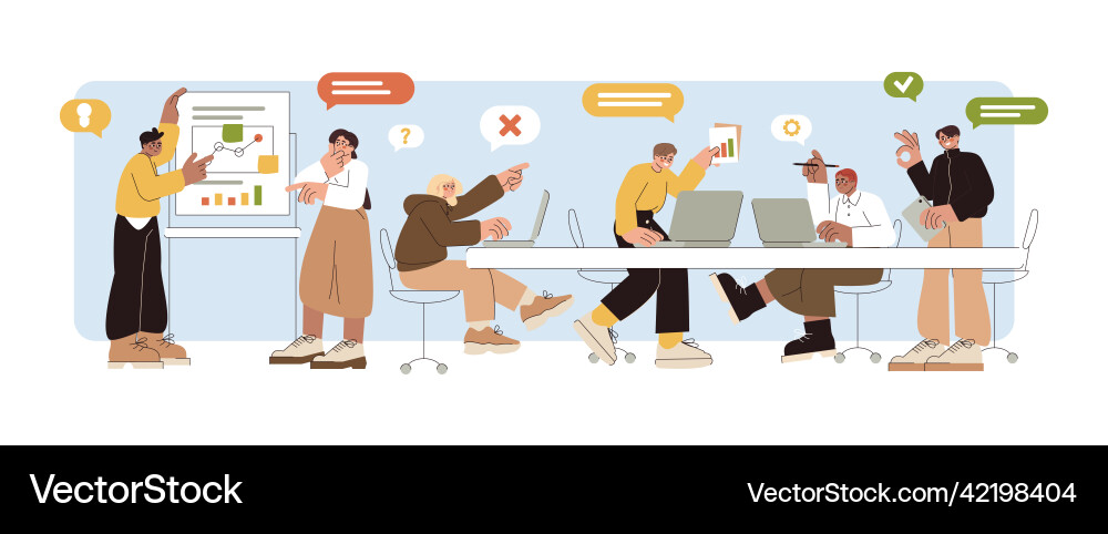 Flat developers team create software computer Flat developers team create software computer vector image