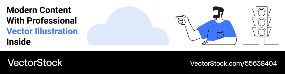 Man gesturing towards traffic light with cloud Man gesturing towards traffic light with cloud vector image