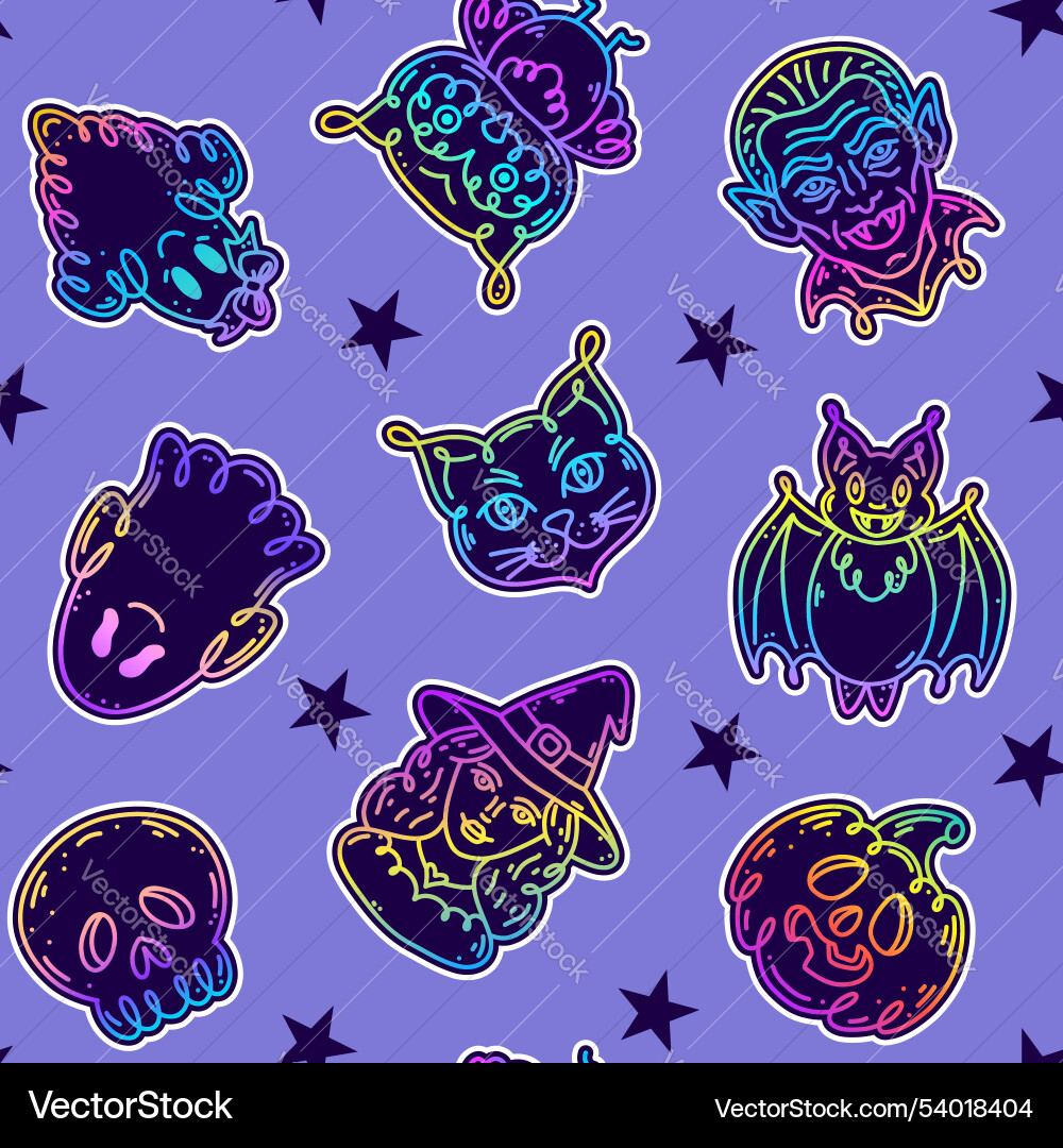 Seamless pattern with characters in doodle style vector image