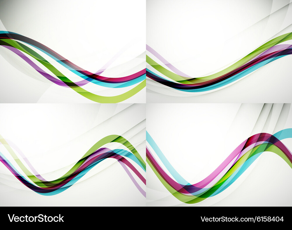 Set abstract backgrounds curve wave lines Vector Image