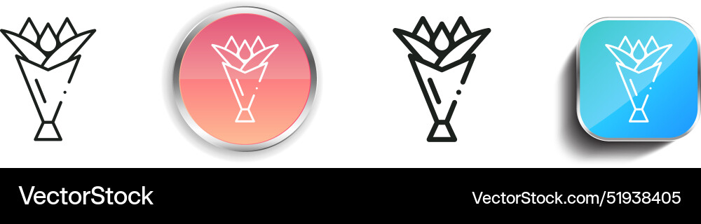 Bouquet icon thin linear regular and button style Bouquet icon thin linear regular and button style Vector Image