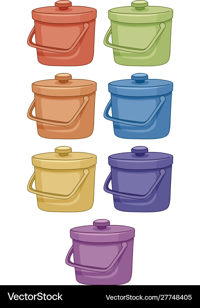 Bucket with lid in different color vector image