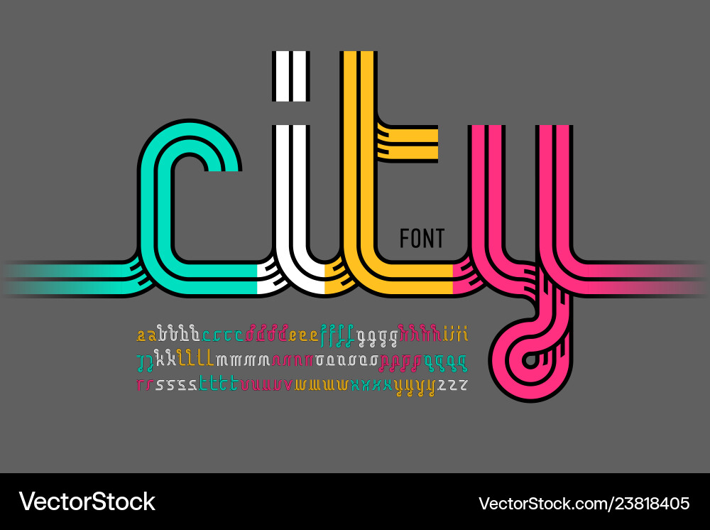 Continuous Line Alphabet Font vector image