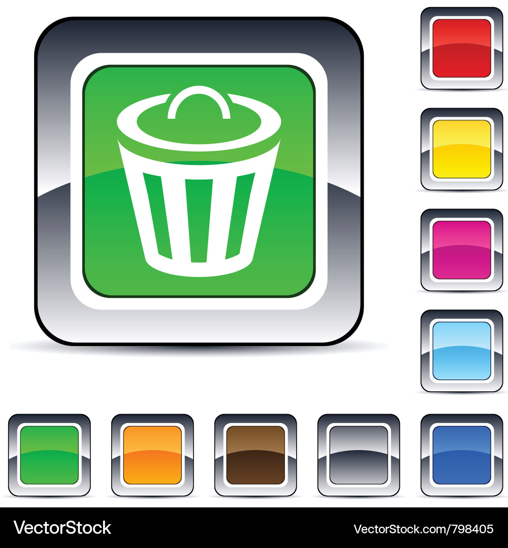 Dustbin square button Vector Image