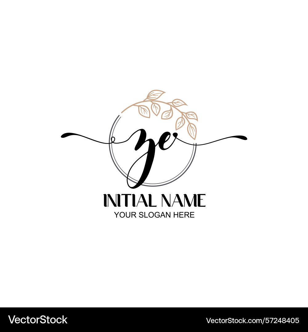 Elegant ze initial logo design with botanical Vector Image