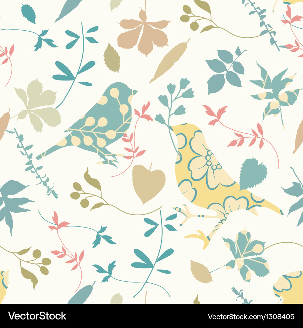 Floral Bird Applique Seamless Pattern vector image